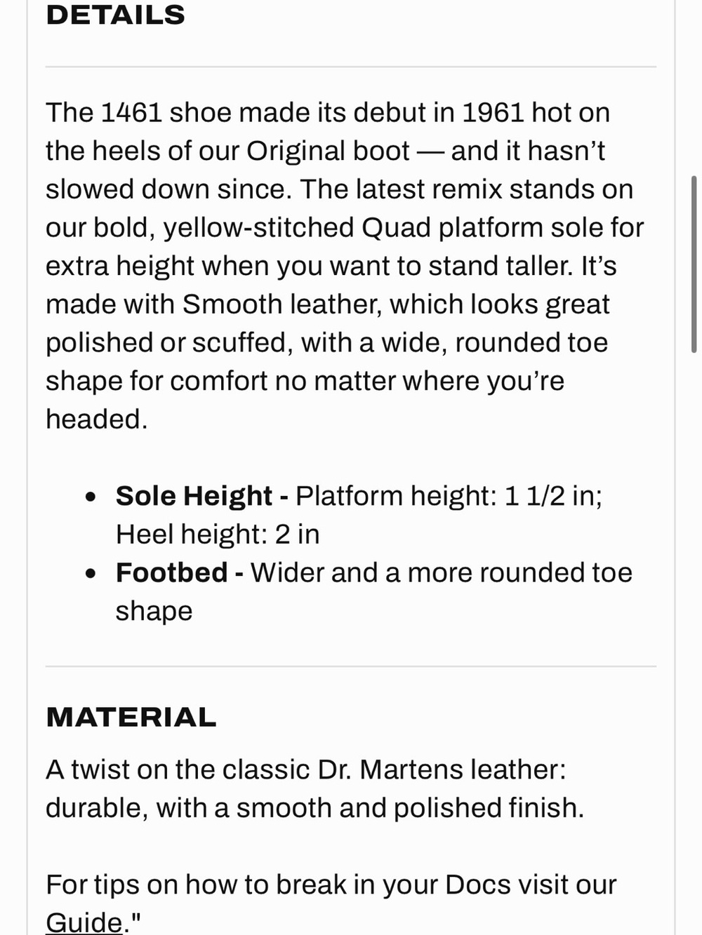 Dr. Martens 1461 Smooth Leather Lace Up Platforms - Picture 5 of 10